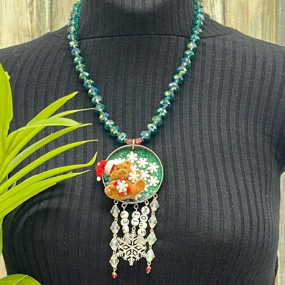 Adorned Crown Jewelry Jewelry - ⭐️Adorned Crown Jewelry assemblage Christmas let it snow teddy bear necklace